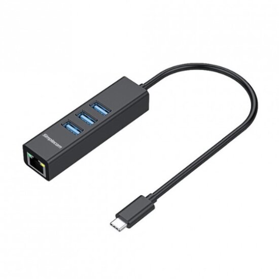 Simplecom CHN421 Black Aluminium USB C to 3 Port U-preview.jpg